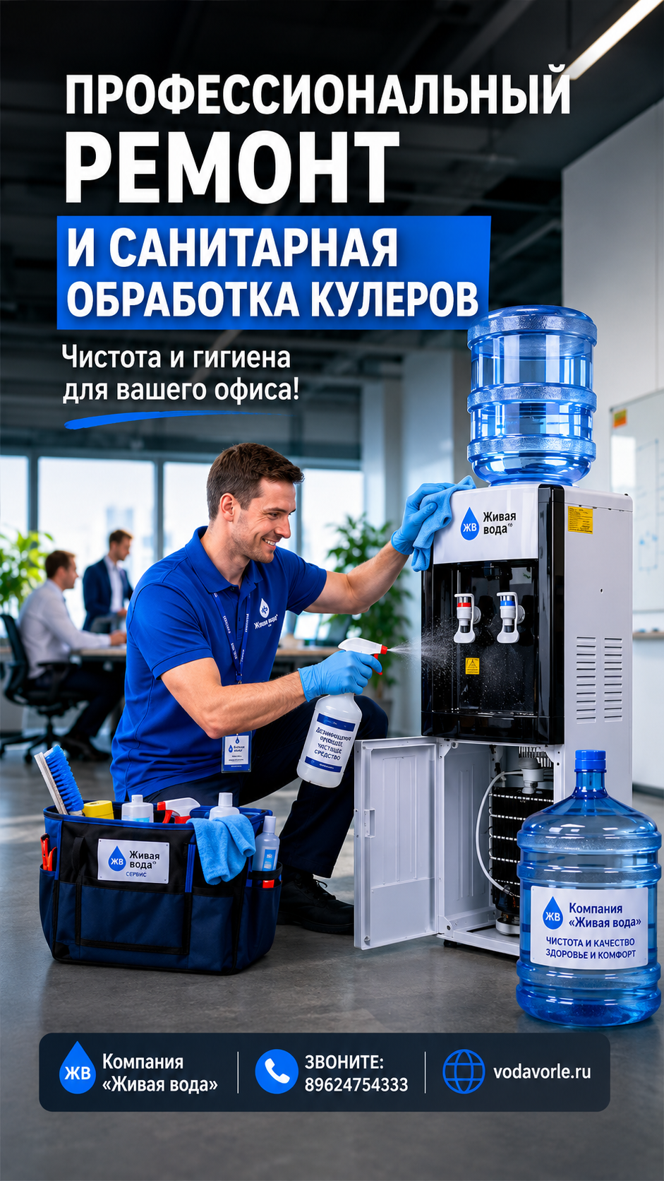 Профессиональный ремонт и санитарная обработка кулеров